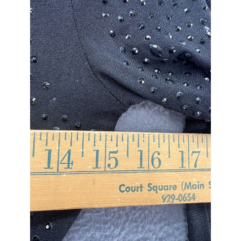 Windsor Bodysuit Womens S Black Rhinestone Embellished Mesh Long Sleeve - Picture 5 of 10
